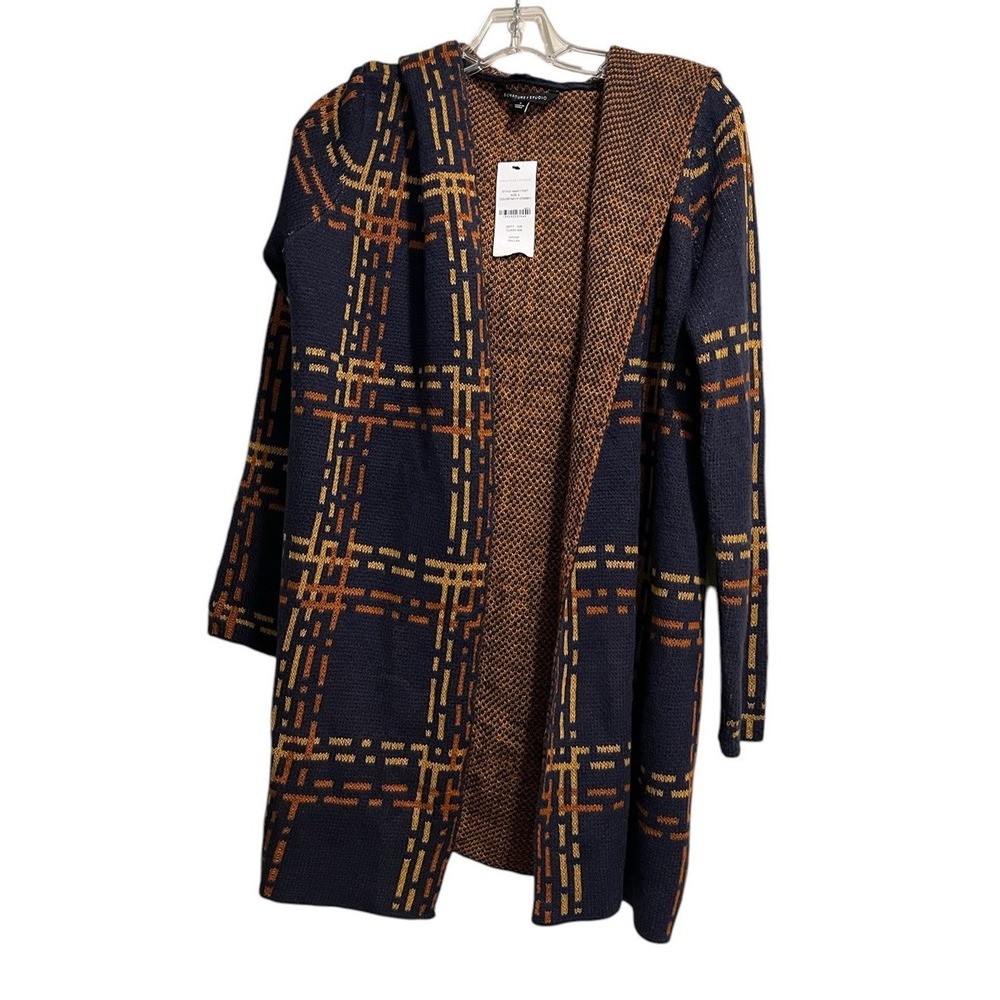 Signature/Studio Women's Sweater Hooded Cardigan Navy Long Sleeve S NWT